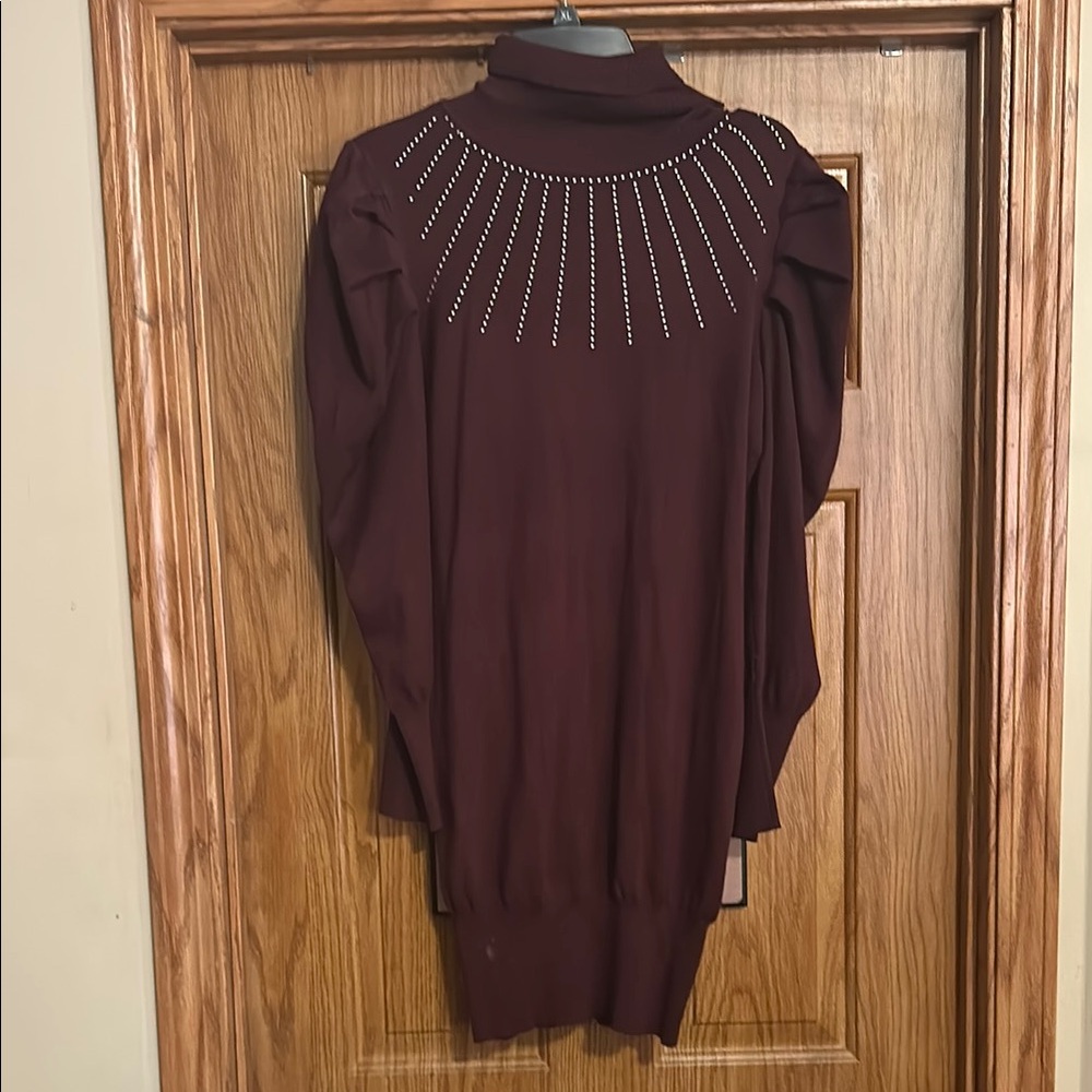 Elegant Burgundy Sweater with Rhinestone Detail